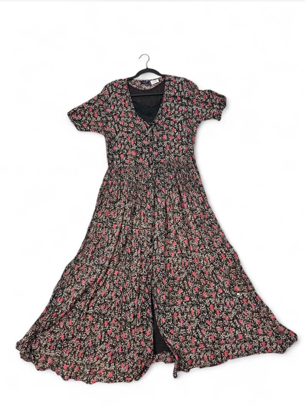 Vintage Floral Maxi Dress Gauzy Cotton XL Cottage Whimsigoth Prairie Grunge